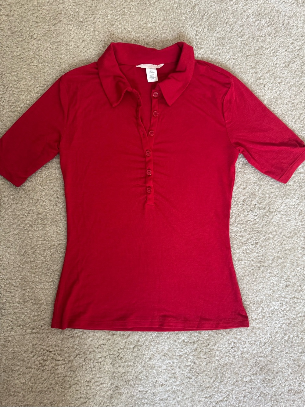 H&M Women's Red Button-Front Collared Top